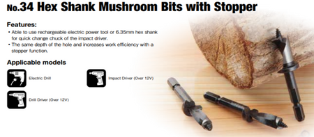8mm Hex shank mushroom drill bit